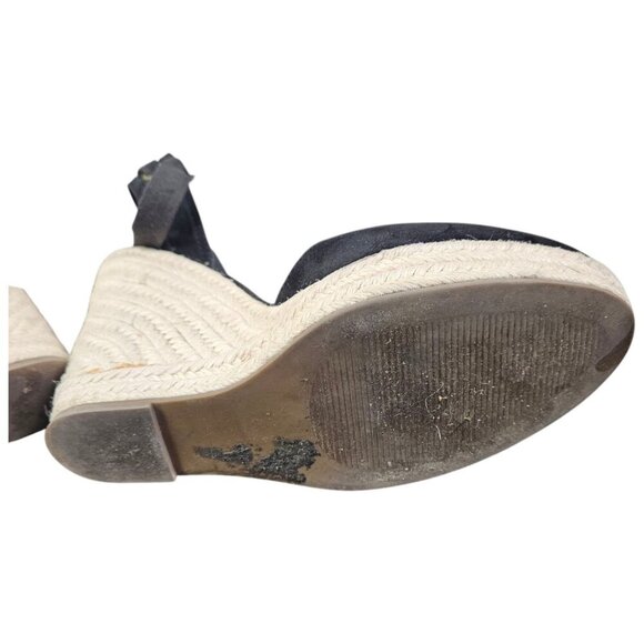 Steve Madden Barre Black‎ Closed Toe Lace Up Wedge Size 9M Faux Suede - Picture 8 of 10